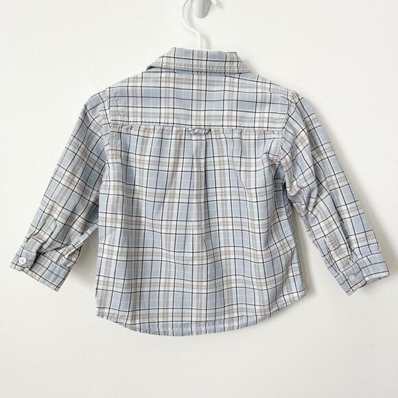 Janie and Jack Boys 100% Cotton Button Down Long Sleeve Shirt 2T Blue Plaid - Picture 5 of 7